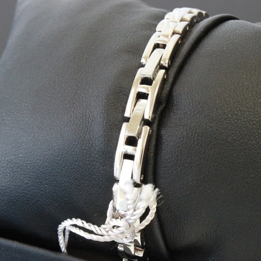 Caravelle Ladies Silver Tone With Gold Accents ½ Bangle Bracelet MOP Dial 16mm